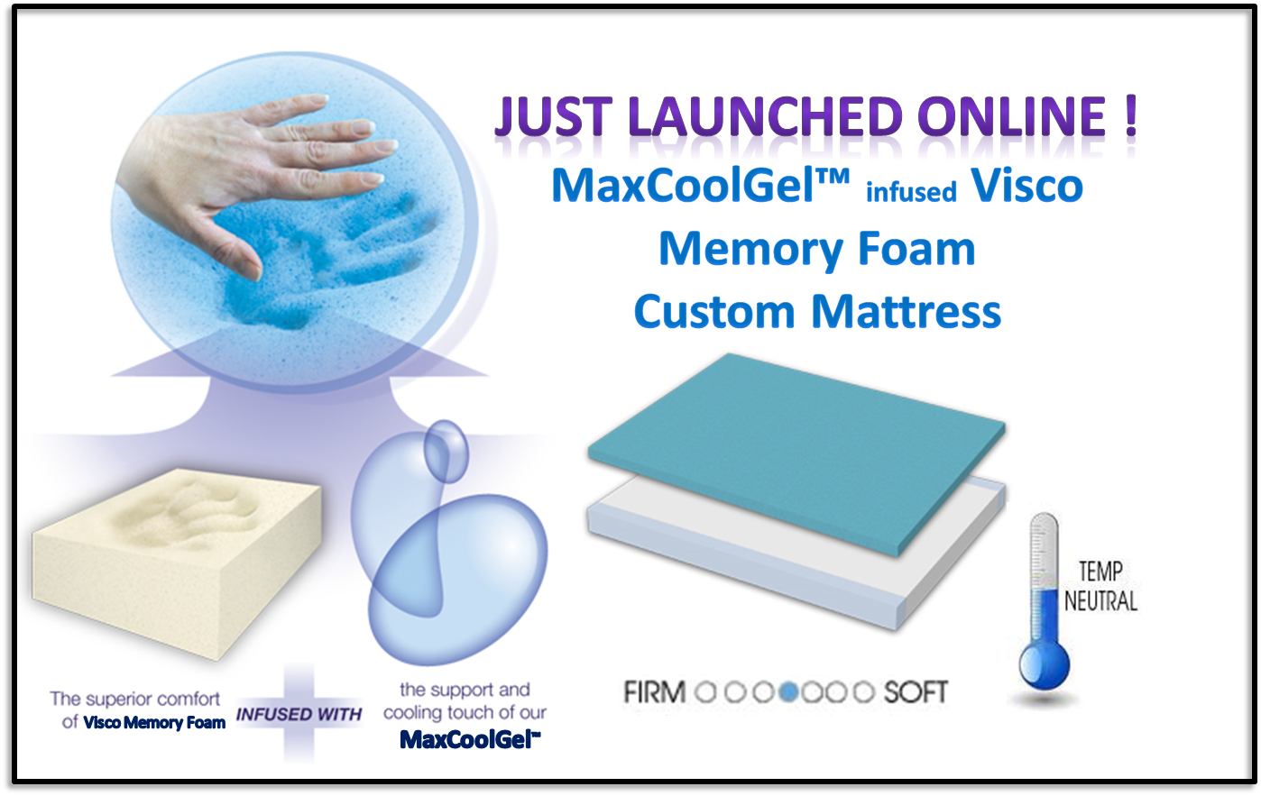 NEW! MaxCoolGel Visco Memory Foam Custom Mattress